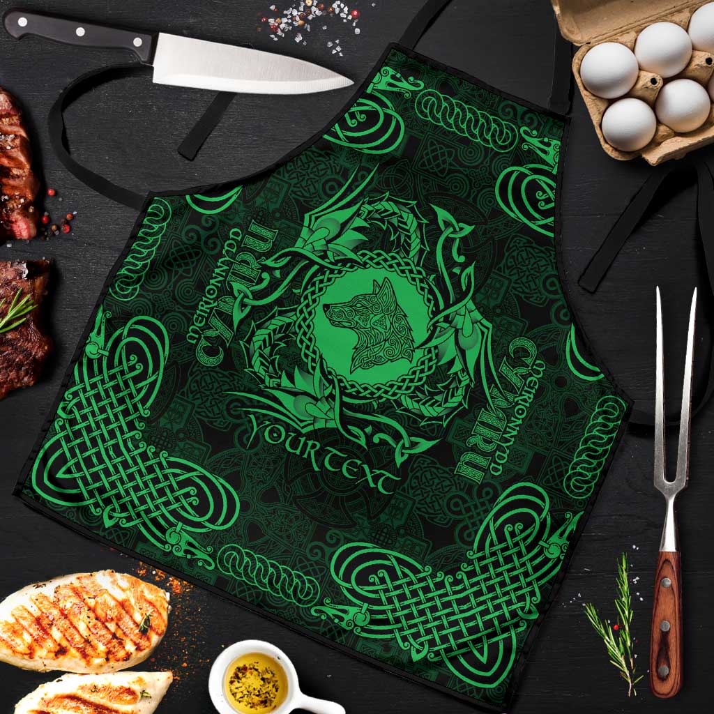 Personalized Merionethshire Meirionnydd Apron Green Wolf Celtic-inspired - Wonder Print Shop