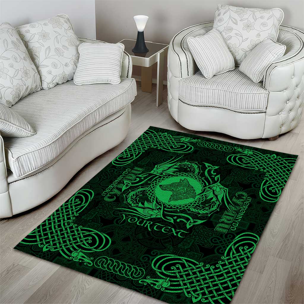 Personalized Merionethshire Meirionnydd Area Rug Green Wolf Celtic-inspired - Wonder Print Shop