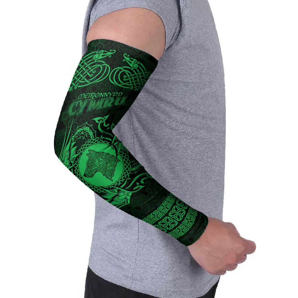 Personalized Merionethshire Meirionnydd Arm Sleeves Green Wolf Celtic-inspired - Wonder Print Shop