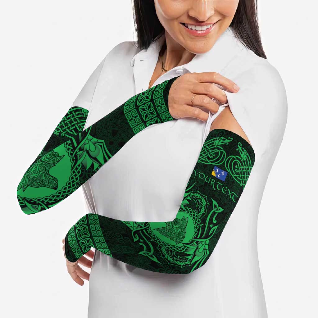 Personalized Merionethshire Meirionnydd Arm Sleeves Green Wolf Celtic-inspired - Wonder Print Shop