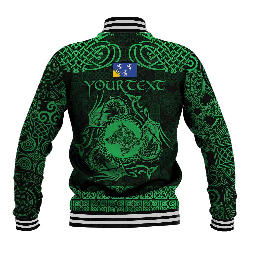 Personalized Merionethshire Meirionnydd Baseball Jacket Green Wolf Celtic-inspired - Wonder Print Shop