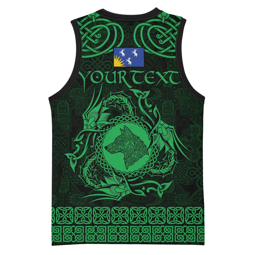 Personalized Merionethshire Meirionnydd Basketball Jersey Green Wolf Celtic-inspired - Wonder Print Shop