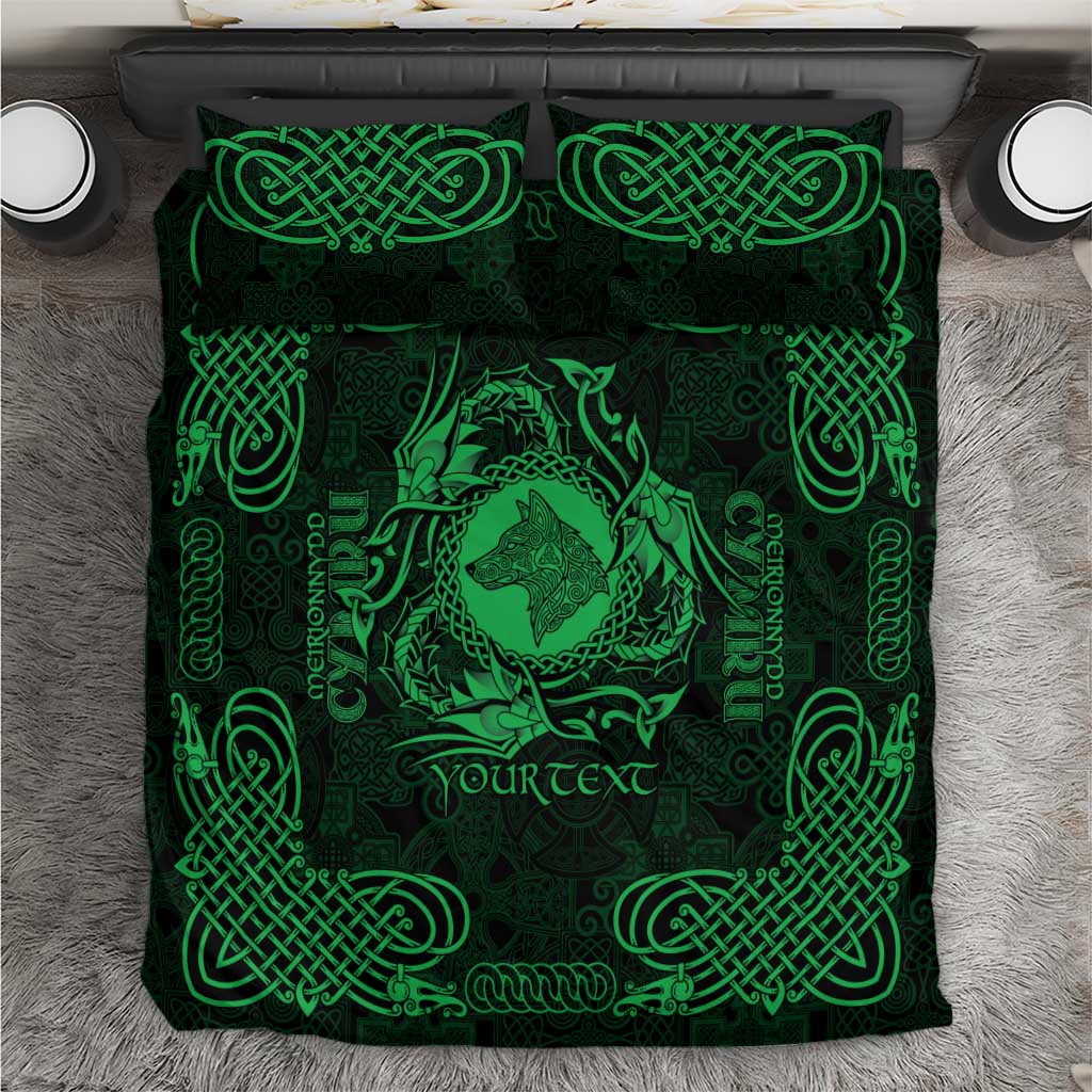 Personalized Merionethshire Meirionnydd Bedding Set Green Wolf Celtic-inspired - Wonder Print Shop