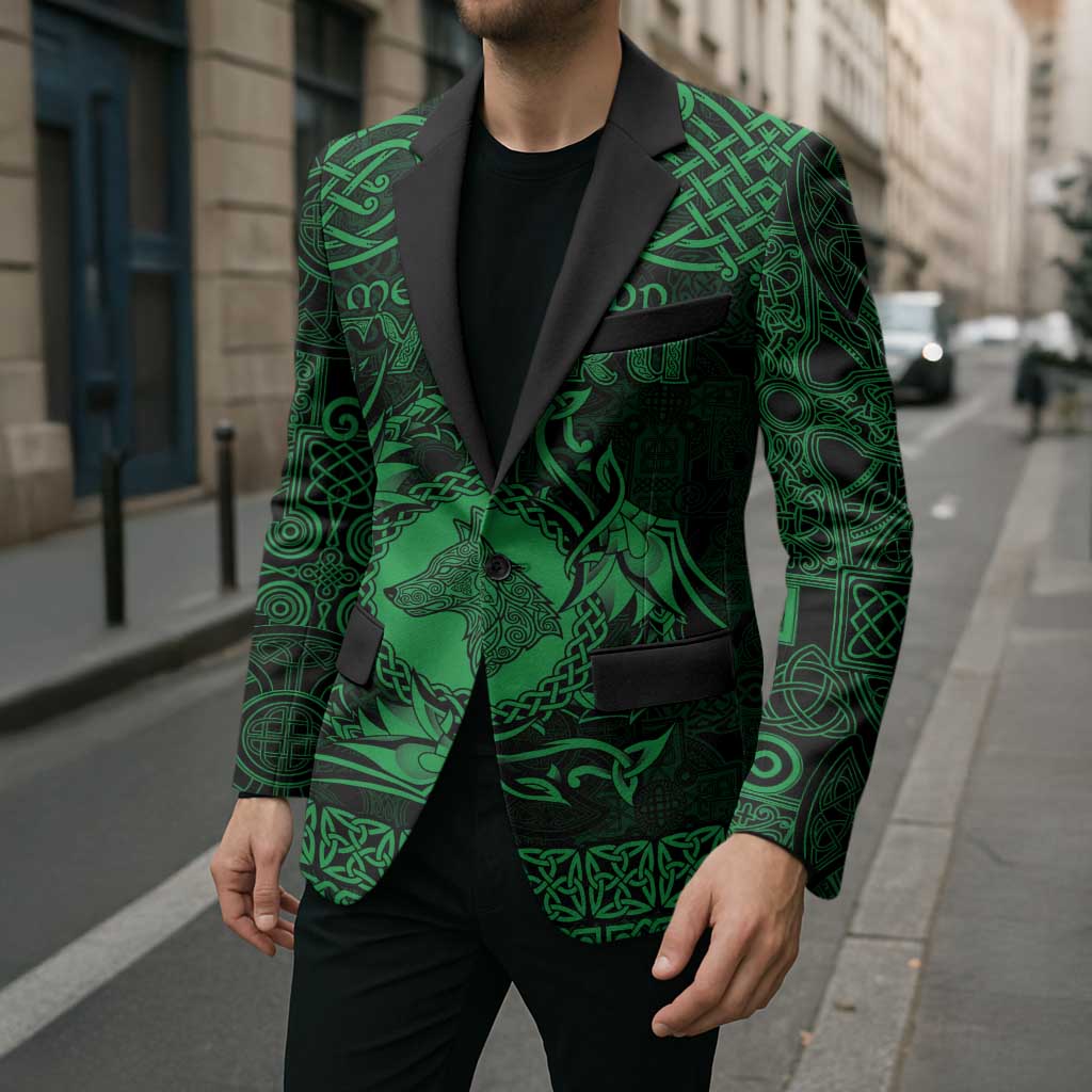 Personalized Merionethshire Meirionnydd Blazer Green Wolf Celtic-inspired - Wonder Print Shop