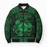 Personalized Merionethshire Meirionnydd Bomber Puffer Jacket Green Wolf Celtic-inspired - Wonder Print Shop