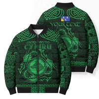 Personalized Merionethshire Meirionnydd Bomber Puffer Jacket Green Wolf Celtic-inspired - Wonder Print Shop