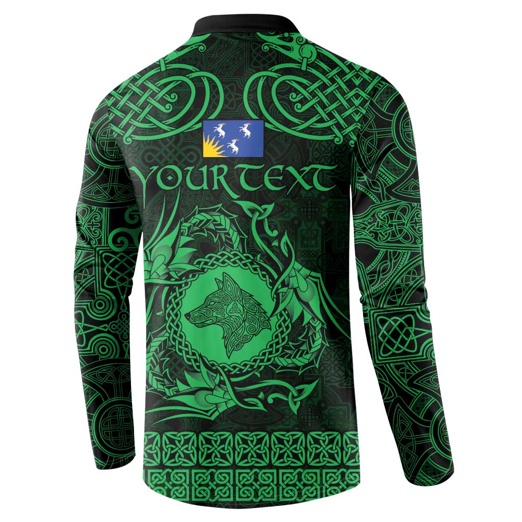 Personalized Merionethshire Meirionnydd Button Sweatshirt Green Wolf Celtic-inspired - Wonder Print Shop
