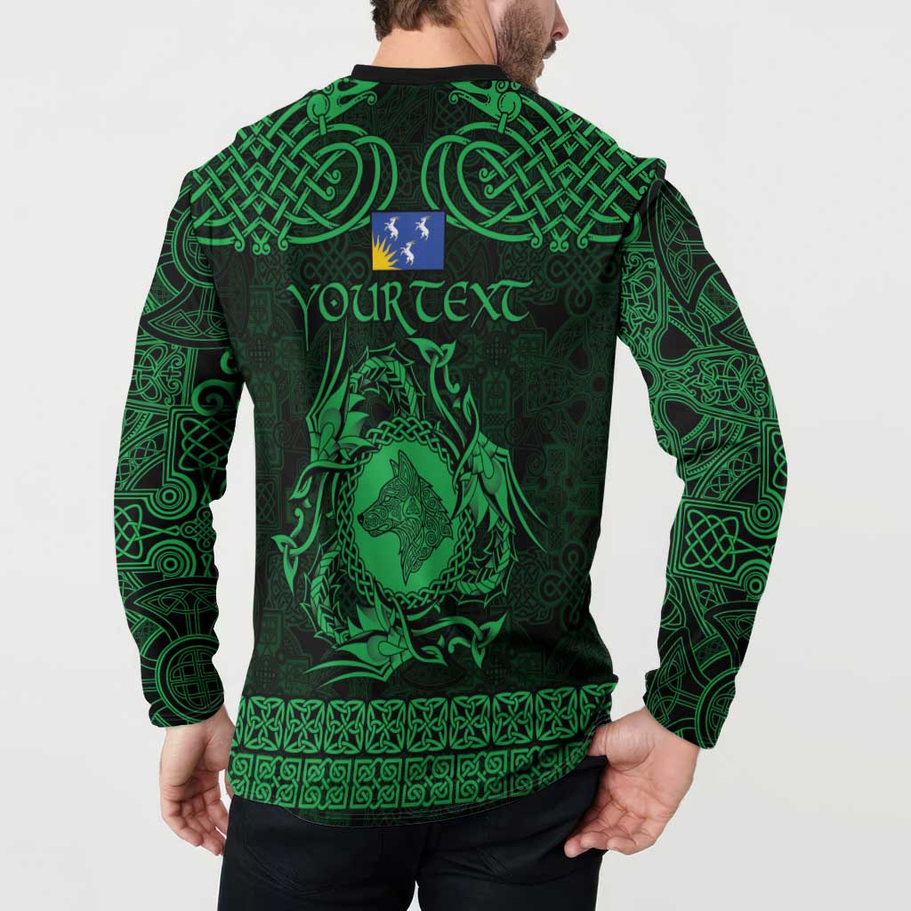 Personalized Merionethshire Meirionnydd Button Sweatshirt Green Wolf Celtic-inspired - Wonder Print Shop