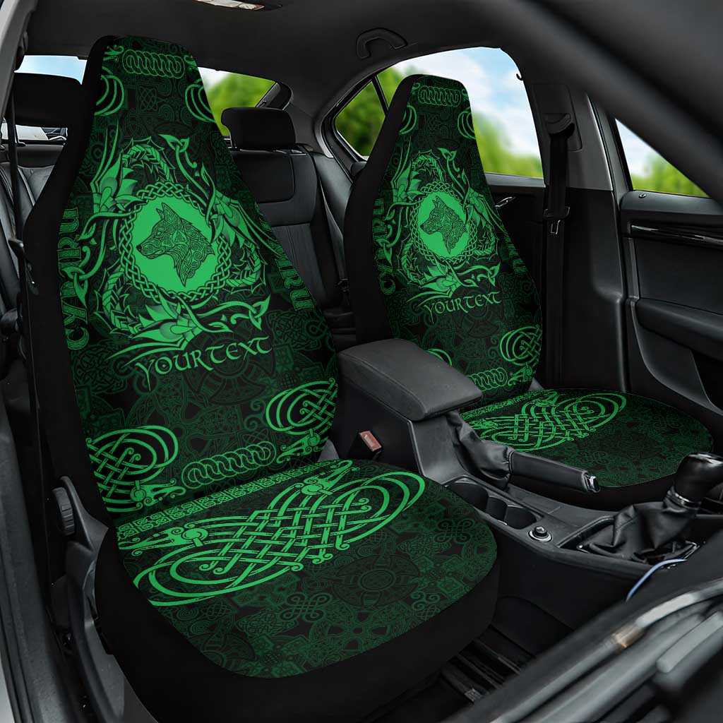 Personalized Merionethshire Meirionnydd Car Seat Cover Green Wolf Celtic-inspired - Wonder Print Shop