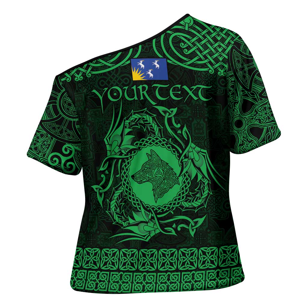 Personalized Merionethshire Meirionnydd Cross Shoulder Shirt Green Wolf Celtic-inspired - Wonder Print Shop
