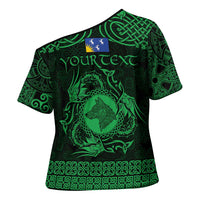 Personalized Merionethshire Meirionnydd Cross Shoulder Shirt Green Wolf Celtic-inspired - Wonder Print Shop