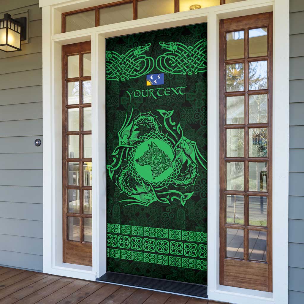 Personalized Merionethshire Meirionnydd Door Cover Green Wolf Celtic-inspired - Wonder Print Shop