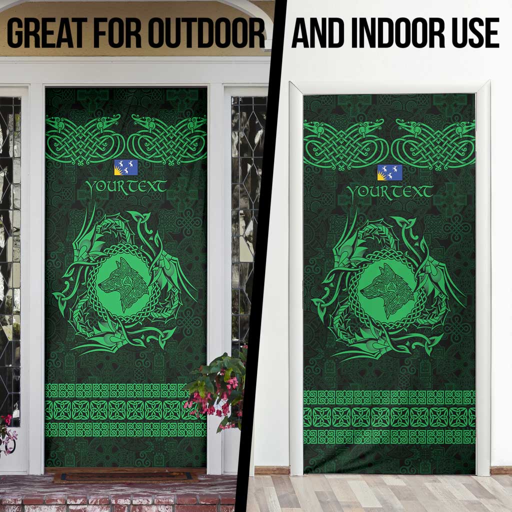 Personalized Merionethshire Meirionnydd Door Cover Green Wolf Celtic-inspired - Wonder Print Shop