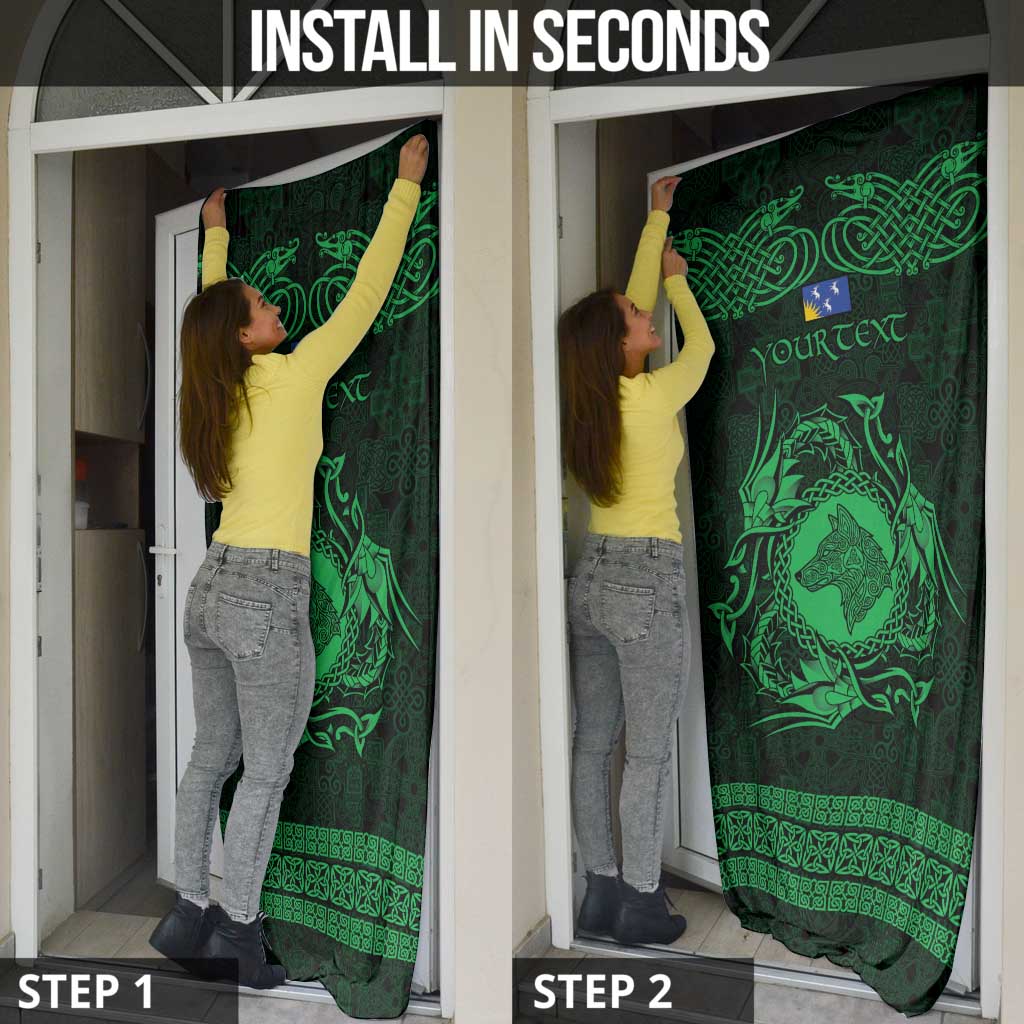 Personalized Merionethshire Meirionnydd Door Cover Green Wolf Celtic-inspired - Wonder Print Shop
