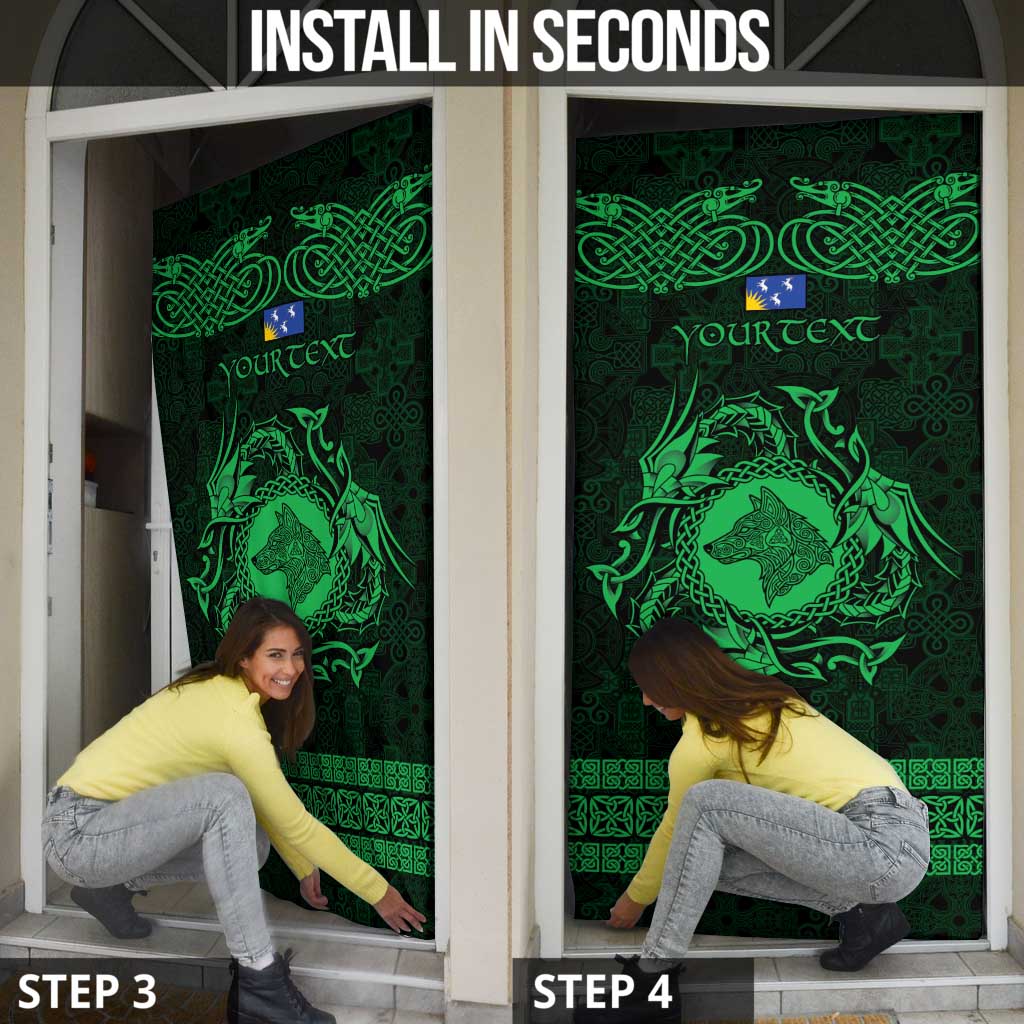 Personalized Merionethshire Meirionnydd Door Cover Green Wolf Celtic-inspired - Wonder Print Shop