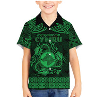 Personalized Merionethshire Meirionnydd Family Matching Mermaid Dress and Hawaiian Shirt Green Wolf Celtic-inspired - Wonder Print Shop