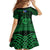 Personalized Merionethshire Meirionnydd Family Matching Off The Shoulder Long Sleeve Dress and Hawaiian Shirt Green Wolf Celtic-inspired - Wonder Print Shop