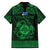 Personalized Merionethshire Meirionnydd Family Matching Off The Shoulder Long Sleeve Dress and Hawaiian Shirt Green Wolf Celtic-inspired - Wonder Print Shop