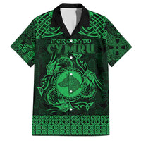 Personalized Merionethshire Meirionnydd Family Matching Off Shoulder Maxi Dress and Hawaiian Shirt Green Wolf Celtic-inspired - Wonder Print Shop