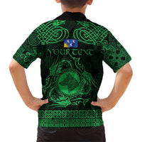 Personalized Merionethshire Meirionnydd Family Matching Short Sleeve Bodycon Dress and Hawaiian Shirt Green Wolf Celtic-inspired - Wonder Print Shop