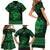 Personalized Merionethshire Meirionnydd Family Matching Short Sleeve Bodycon Dress and Hawaiian Shirt Green Wolf Celtic-inspired - Wonder Print Shop
