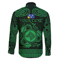 Personalized Merionethshire Meirionnydd Family Matching Short Sleeve Bodycon Dress and Hawaiian Shirt Green Wolf Celtic-inspired - Wonder Print Shop