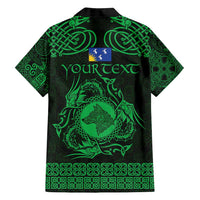Personalized Merionethshire Meirionnydd Family Matching Summer Maxi Dress and Hawaiian Shirt Green Wolf Celtic-inspired - Wonder Print Shop