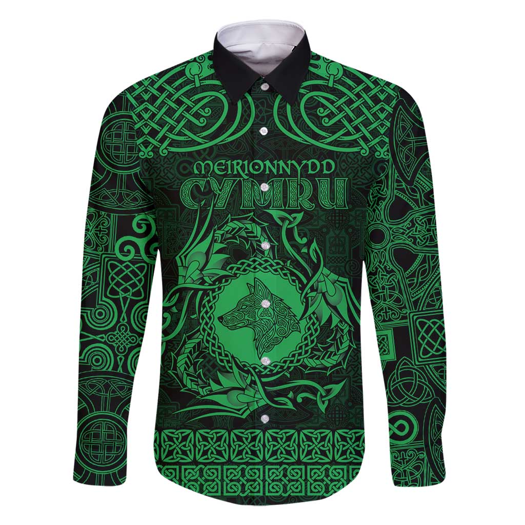 Personalized Merionethshire Meirionnydd Family Matching Summer Maxi Dress and Hawaiian Shirt Green Wolf Celtic-inspired - Wonder Print Shop