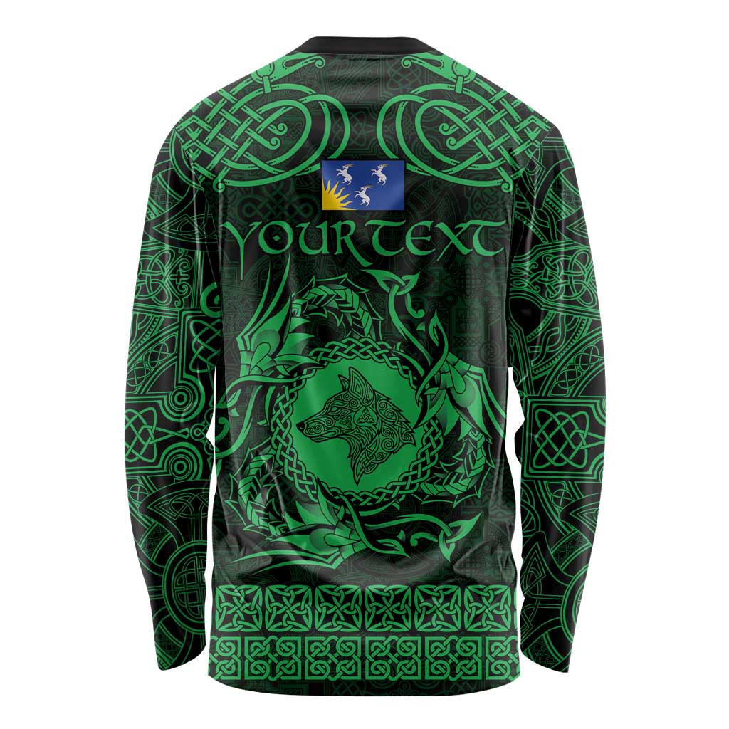 Personalized Merionethshire Meirionnydd Long Sleeve Shirt Green Wolf Celtic-inspired - Wonder Print Shop