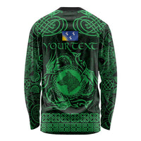 Personalized Merionethshire Meirionnydd Long Sleeve Shirt Green Wolf Celtic-inspired - Wonder Print Shop