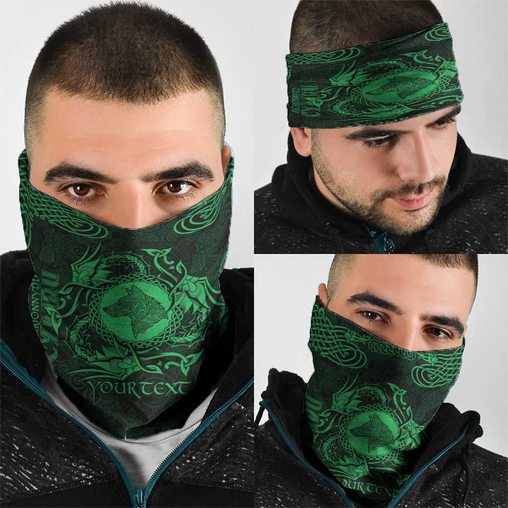 Personalized Merionethshire Meirionnydd Neck Gaiter Green Wolf Celtic-inspired - Wonder Print Shop