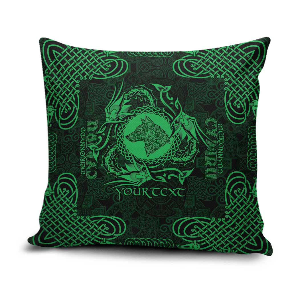 Personalized Merionethshire Meirionnydd Pillow Cover Green Wolf Celtic-inspired - Wonder Print Shop