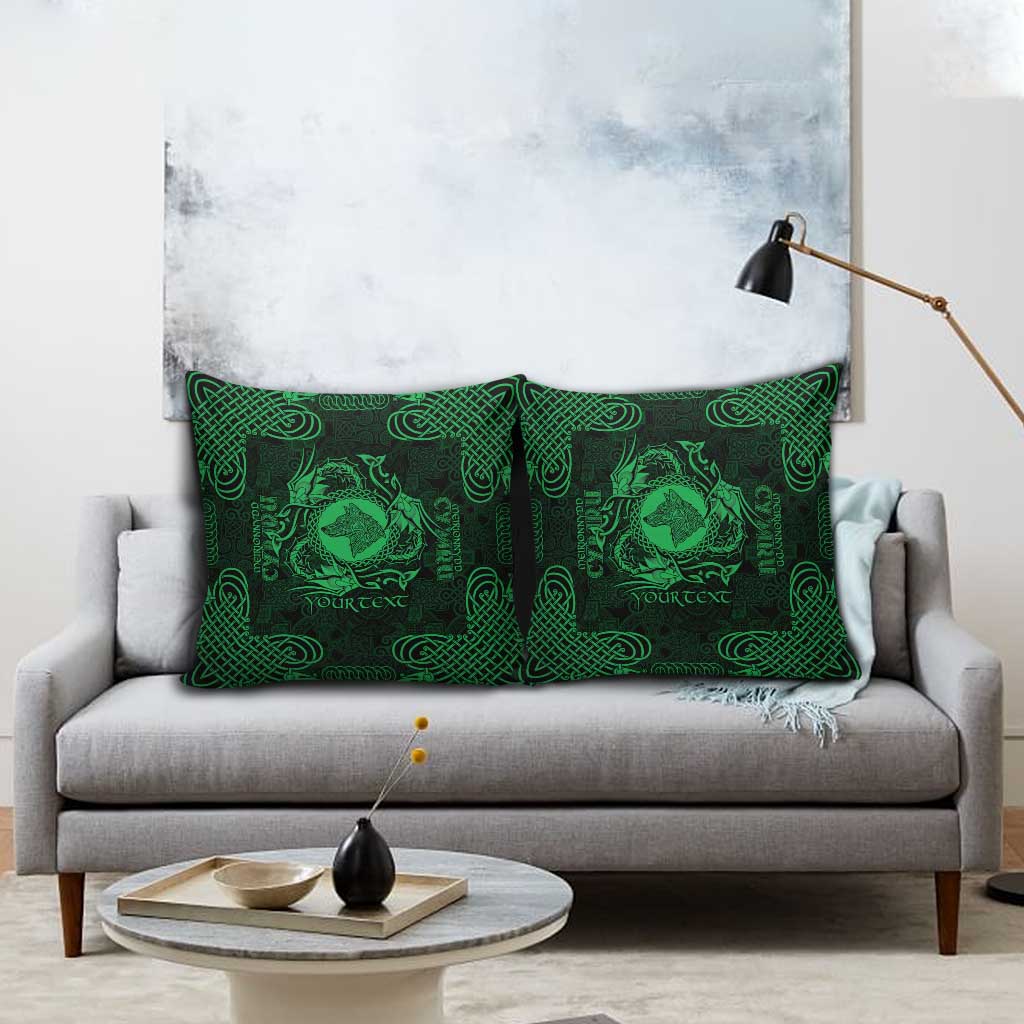 Personalized Merionethshire Meirionnydd Pillow Cover Green Wolf Celtic-inspired - Wonder Print Shop