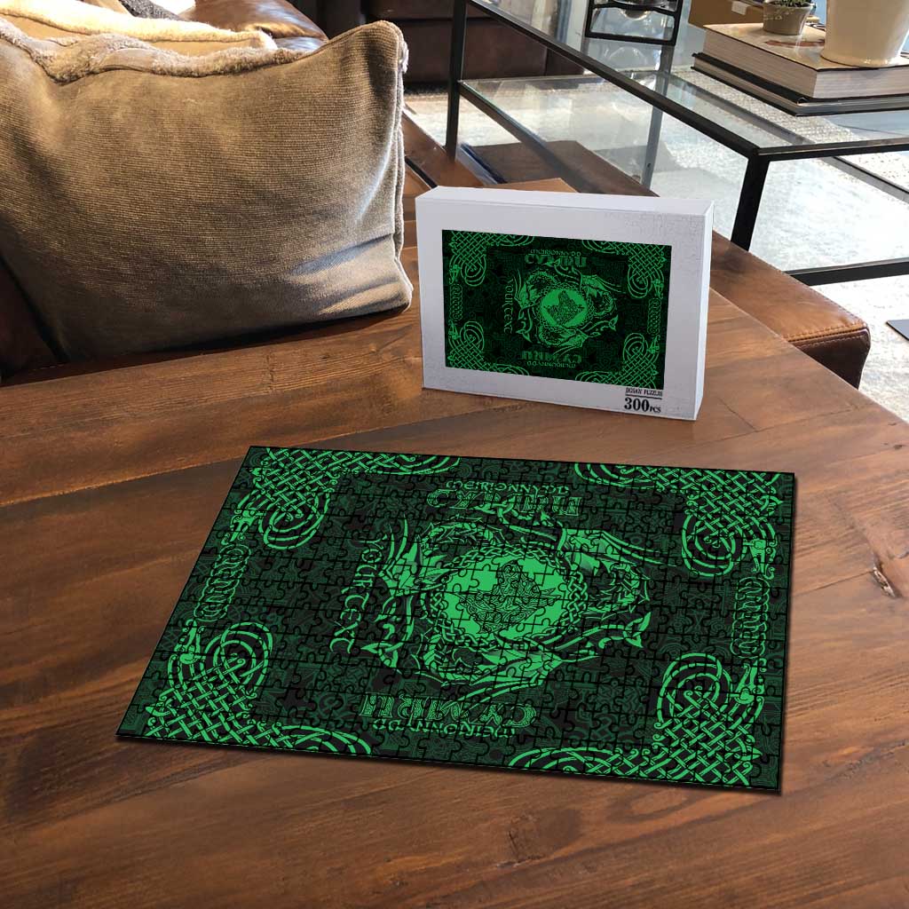 Personalized Merionethshire Meirionnydd Puzzle Green Wolf Celtic-inspired - Wonder Print Shop