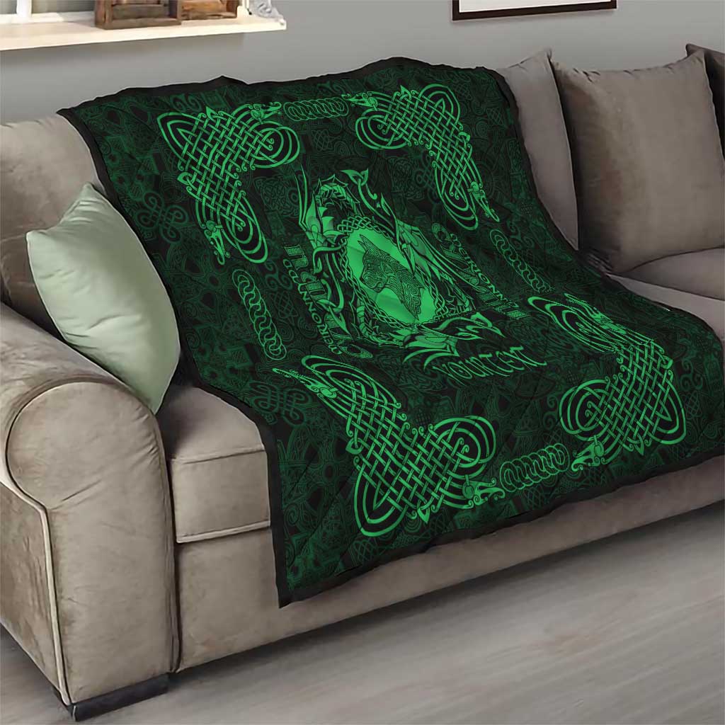 Personalized Merionethshire Meirionnydd Quilt Green Wolf Celtic-inspired - Wonder Print Shop