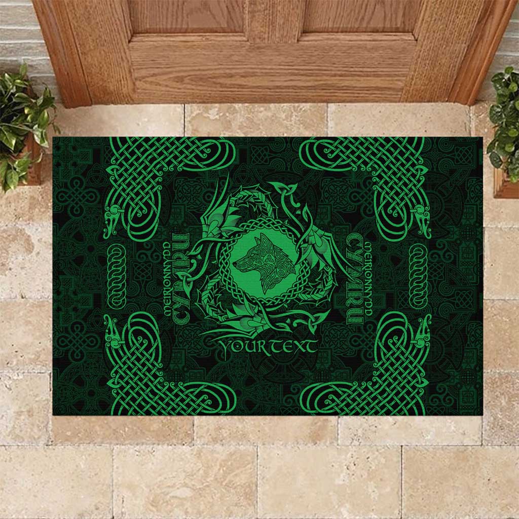 Personalized Merionethshire Meirionnydd Rubber Doormat Green Wolf Celtic-inspired - Wonder Print Shop
