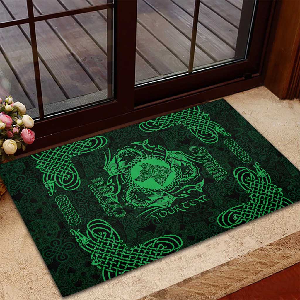 Personalized Merionethshire Meirionnydd Rubber Doormat Green Wolf Celtic-inspired - Wonder Print Shop