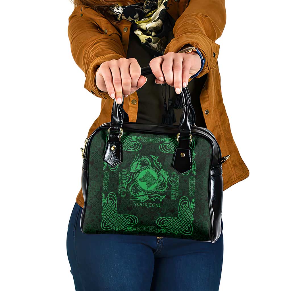 Personalized Merionethshire Meirionnydd Shoulder Handbag Green Wolf Celtic-inspired - Wonder Print Shop