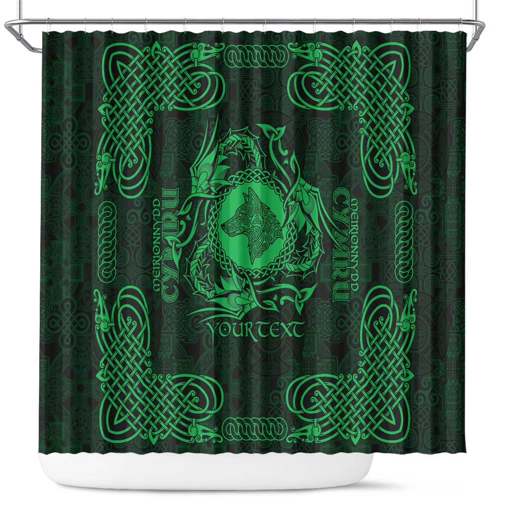 Personalized Merionethshire Meirionnydd Shower Curtain Green Wolf Celtic-inspired - Wonder Print Shop
