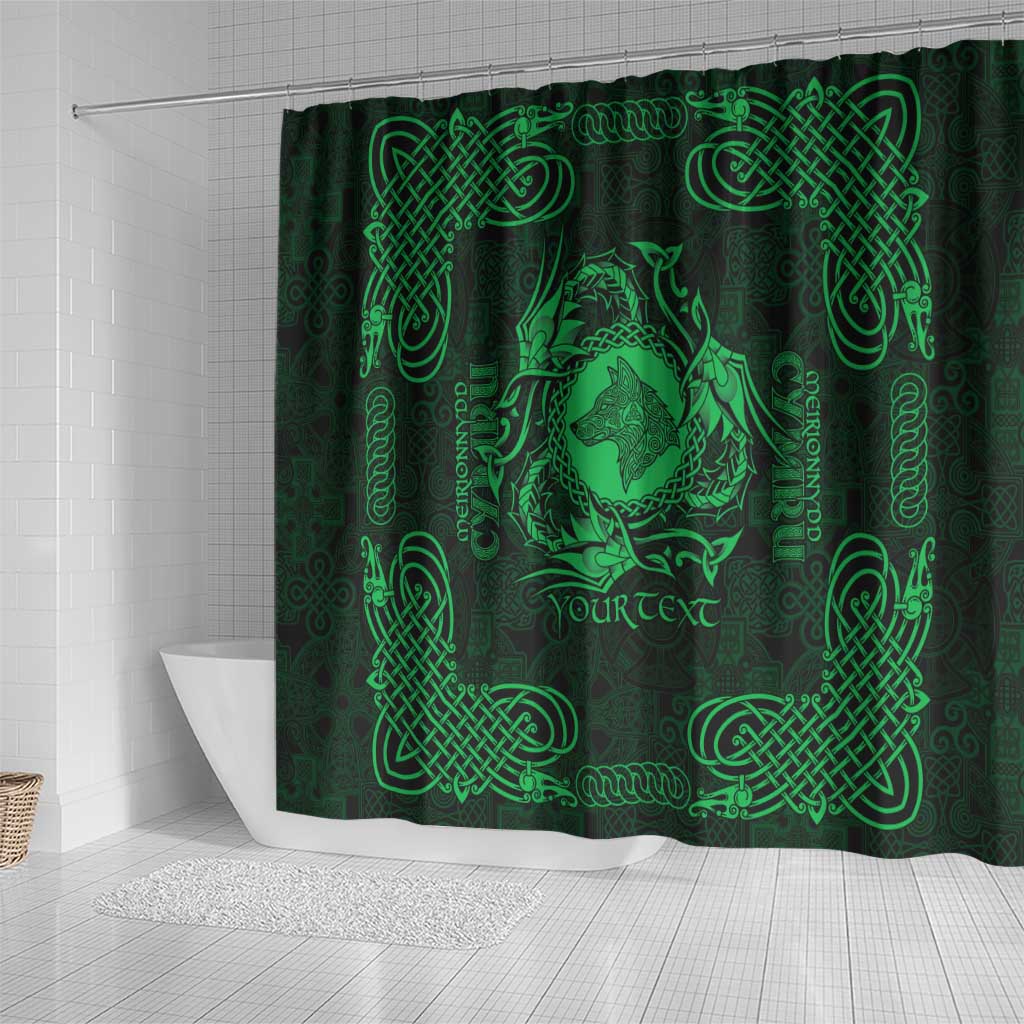 Personalized Merionethshire Meirionnydd Shower Curtain Green Wolf Celtic-inspired - Wonder Print Shop