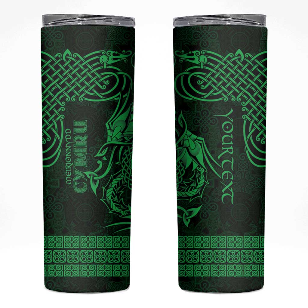Personalized Merionethshire Meirionnydd Skinny Tumbler Green Wolf Celtic-inspired - Wonder Print Shop