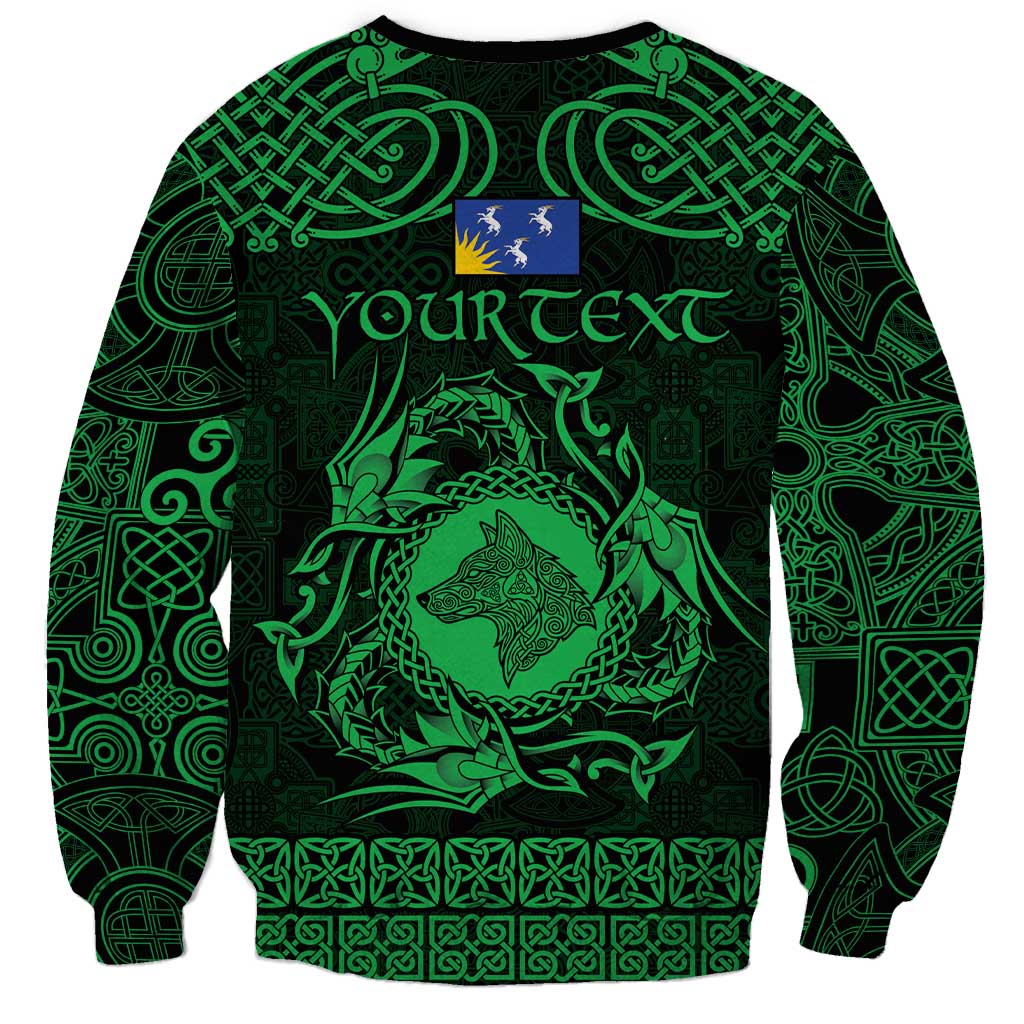 Personalized Merionethshire Meirionnydd Sweatshirt Green Wolf Celtic-inspired - Wonder Print Shop