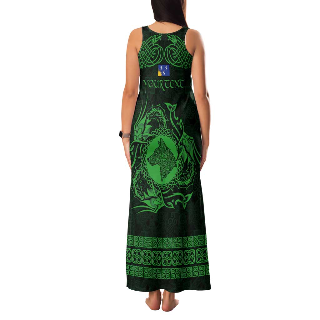 Personalized Merionethshire Meirionnydd Tank Maxi Dress Green Wolf Celtic-inspired - Wonder Print Shop