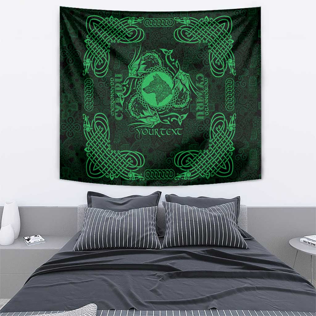 Personalized Merionethshire Meirionnydd Tapestry Green Wolf Celtic-inspired - Wonder Print Shop