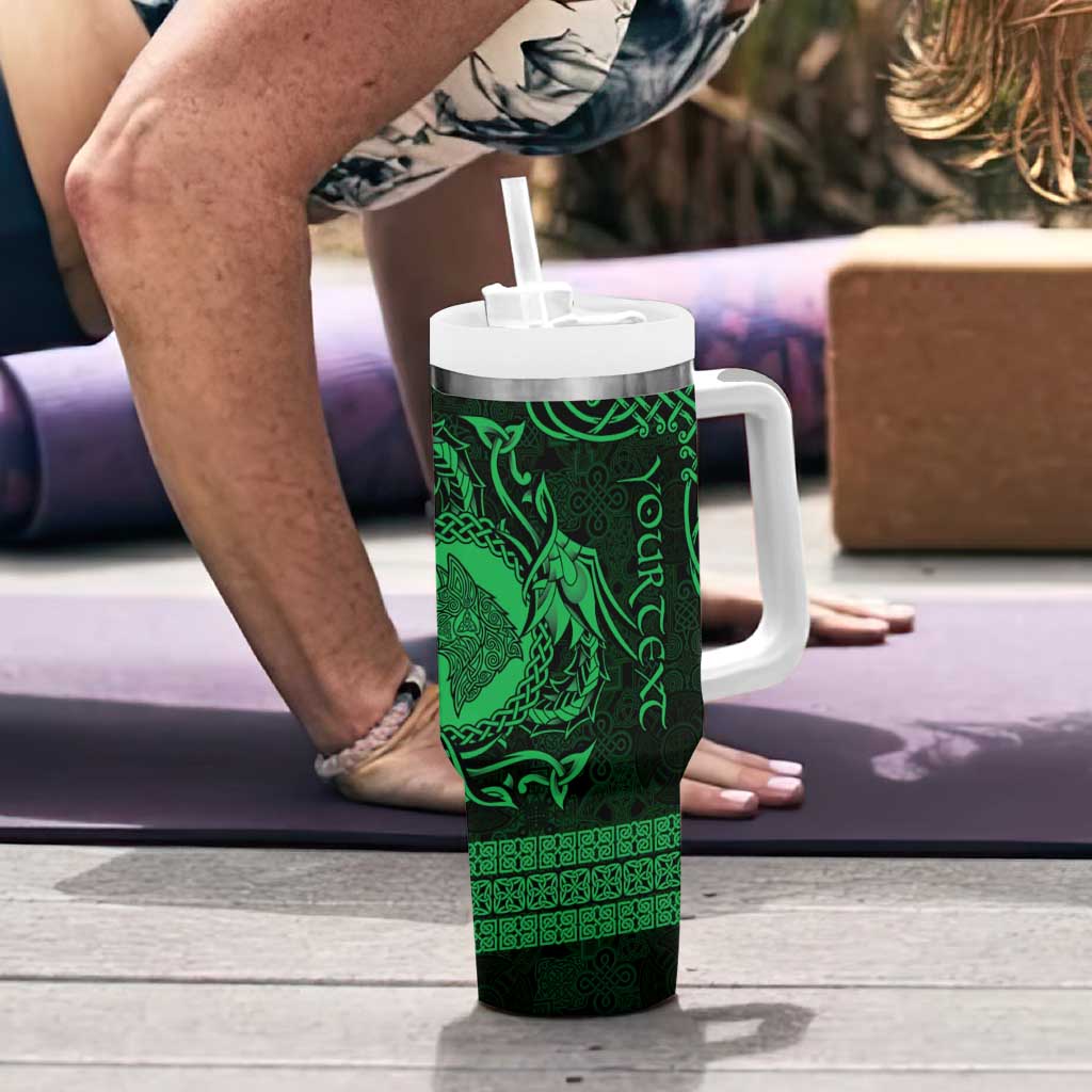 Personalized Merionethshire Meirionnydd Tumbler With Handle Green Wolf Celtic-inspired - Wonder Print Shop
