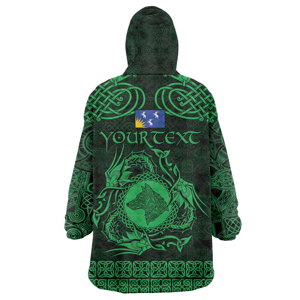 Personalized Merionethshire Meirionnydd Wearable Blanket Hoodie Green Wolf Celtic-inspired - Wonder Print Shop