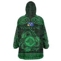 Personalized Merionethshire Meirionnydd Wearable Blanket Hoodie Green Wolf Celtic-inspired - Wonder Print Shop