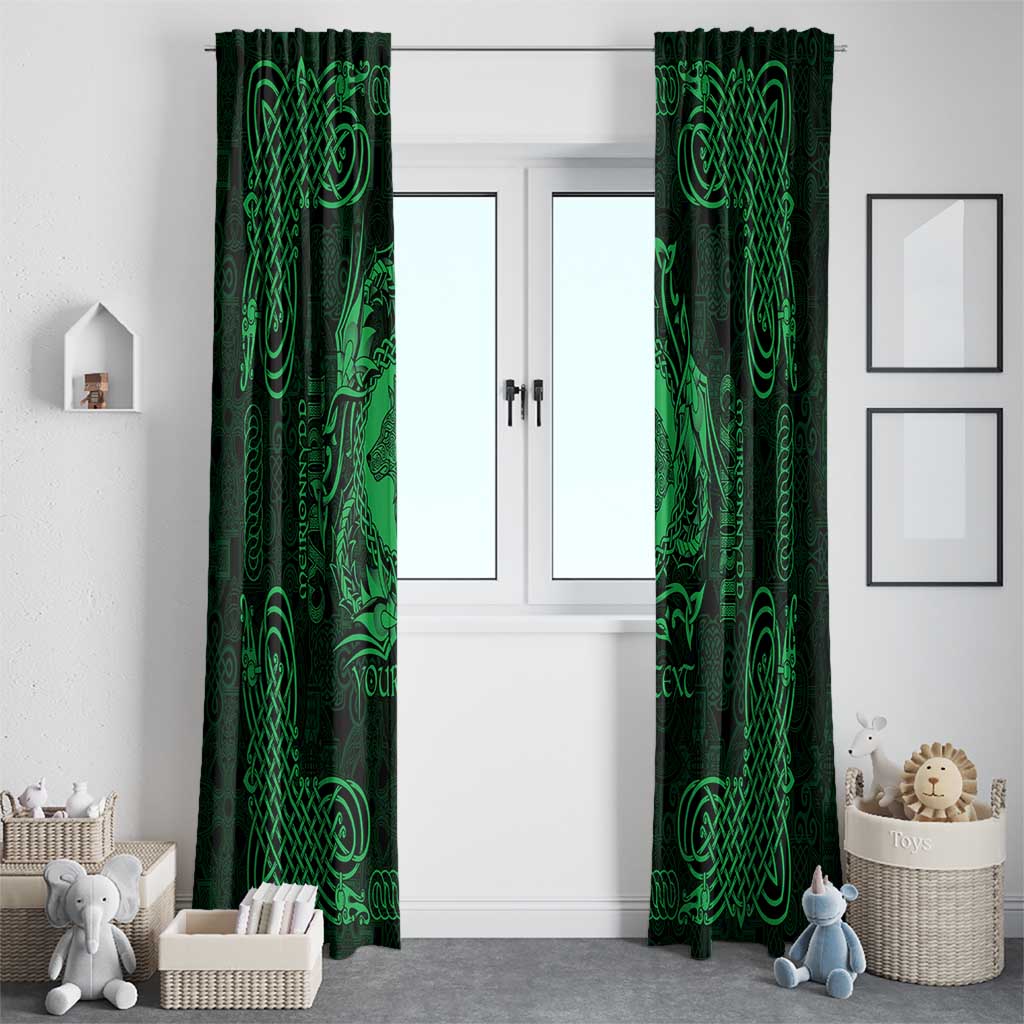 Personalized Merionethshire Meirionnydd Window Curtain Green Wolf Celtic-inspired - Wonder Print Shop