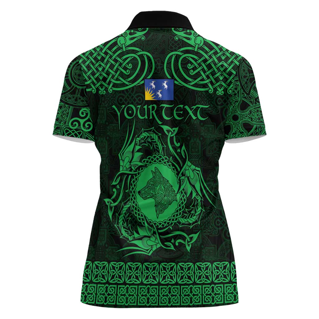 Personalized Merionethshire Meirionnydd Women Polo Shirt Green Wolf Celtic-inspired - Wonder Print Shop