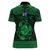 Personalized Merionethshire Meirionnydd Women Polo Shirt Green Wolf Celtic-inspired - Wonder Print Shop